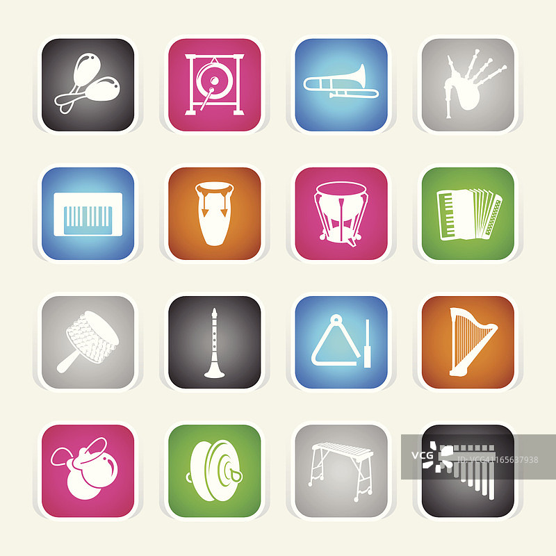 彩色图标 - 乐器套装图片素材