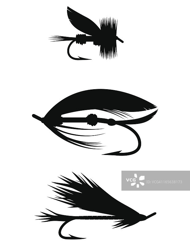 钓鱼用具剪影图片素材