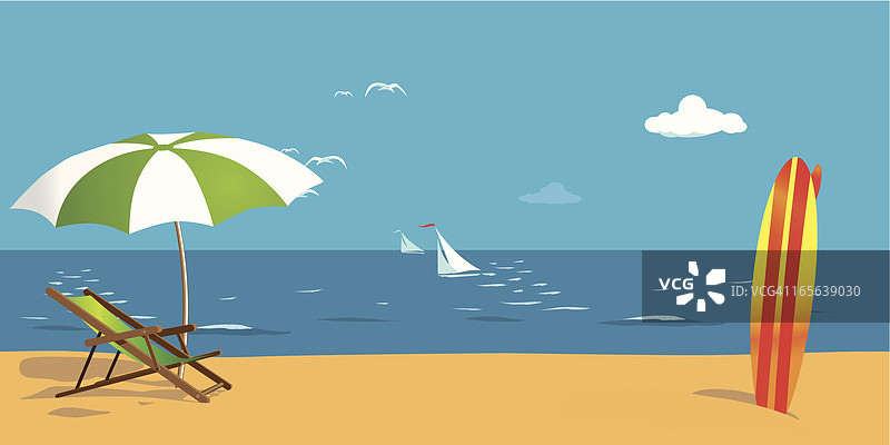 遮阳伞和冲浪板图片素材