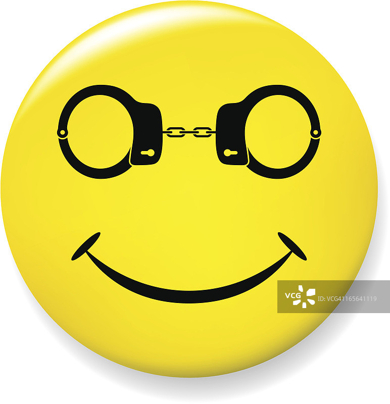 带有手铐眼镜的微笑徽章图片素材
