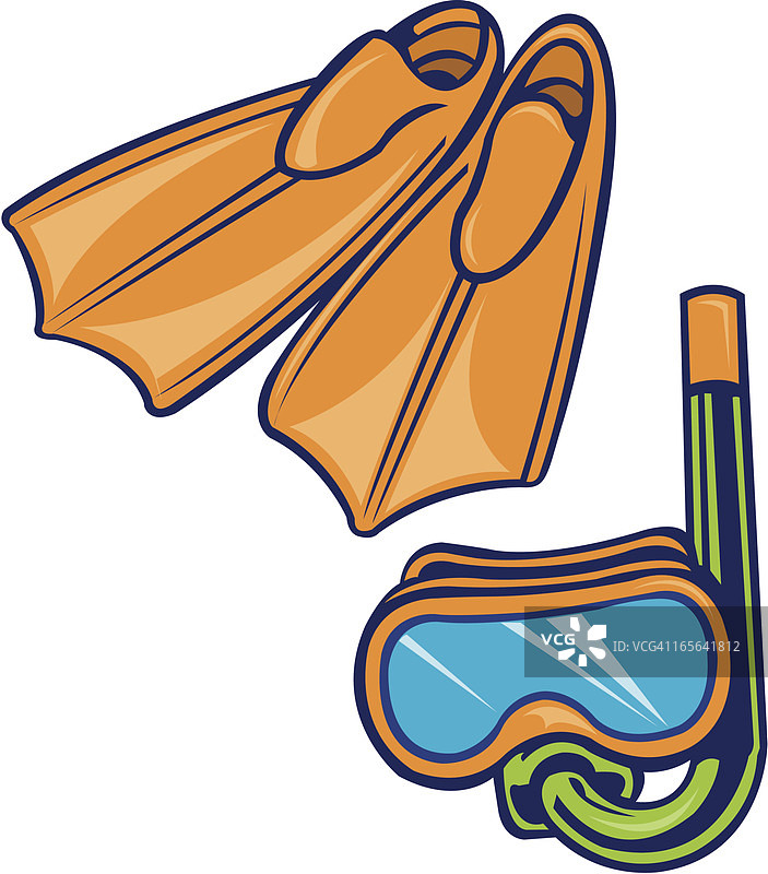 水肺潜水装备：呼吸管、面罩和脚蹼图片素材