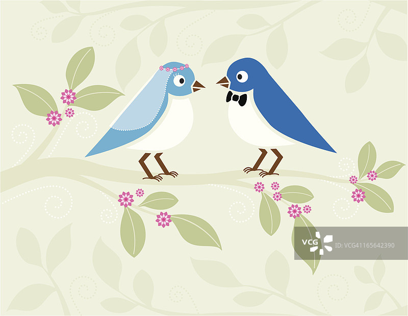 蓝色婚礼小鸟图片素材