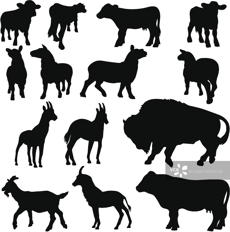 奶牛剪影合集图片素材