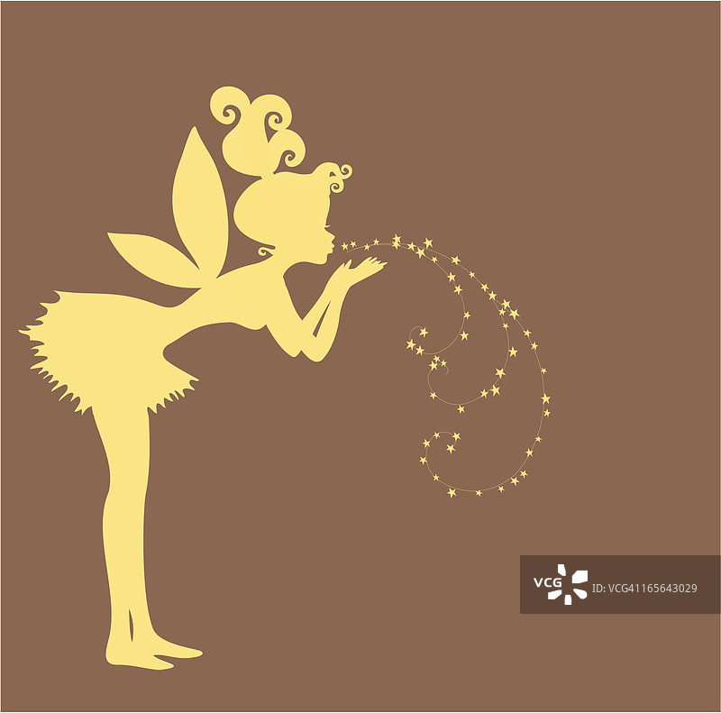 吹着星尘剪影的仙女图片素材