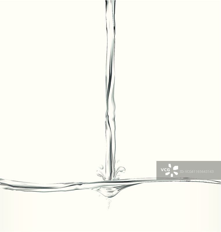 水流冲击白色背景上的液体图片素材