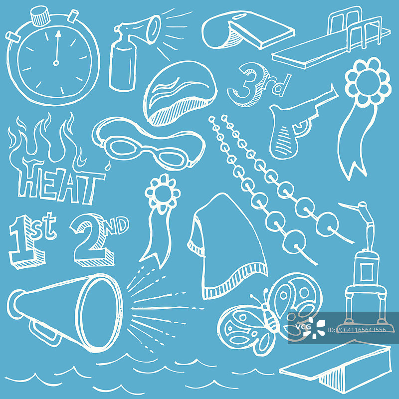 游泳队涂鸦图片素材