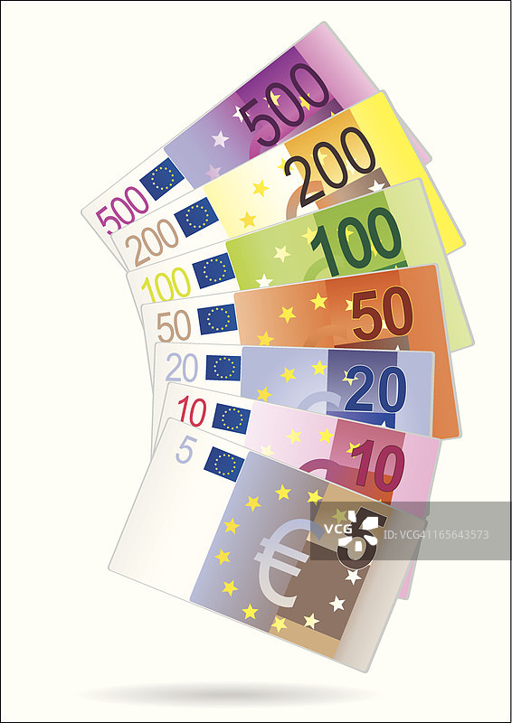 展示欧元货币面额的扇子图片素材