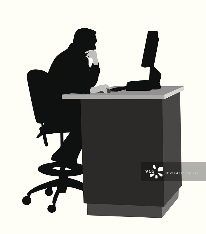 电脑工作站矢量剪影图片素材