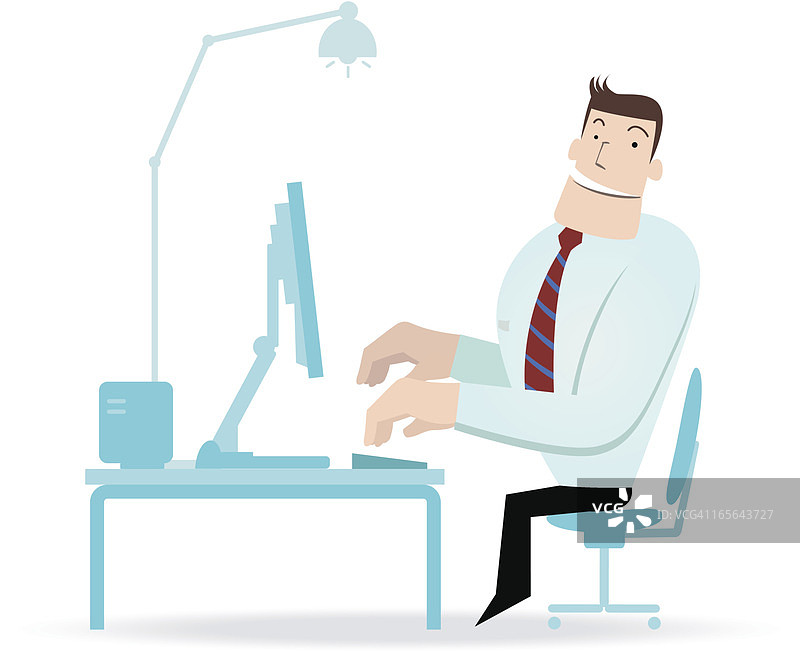 在电脑前工作的商人（工作满意度）图片素材