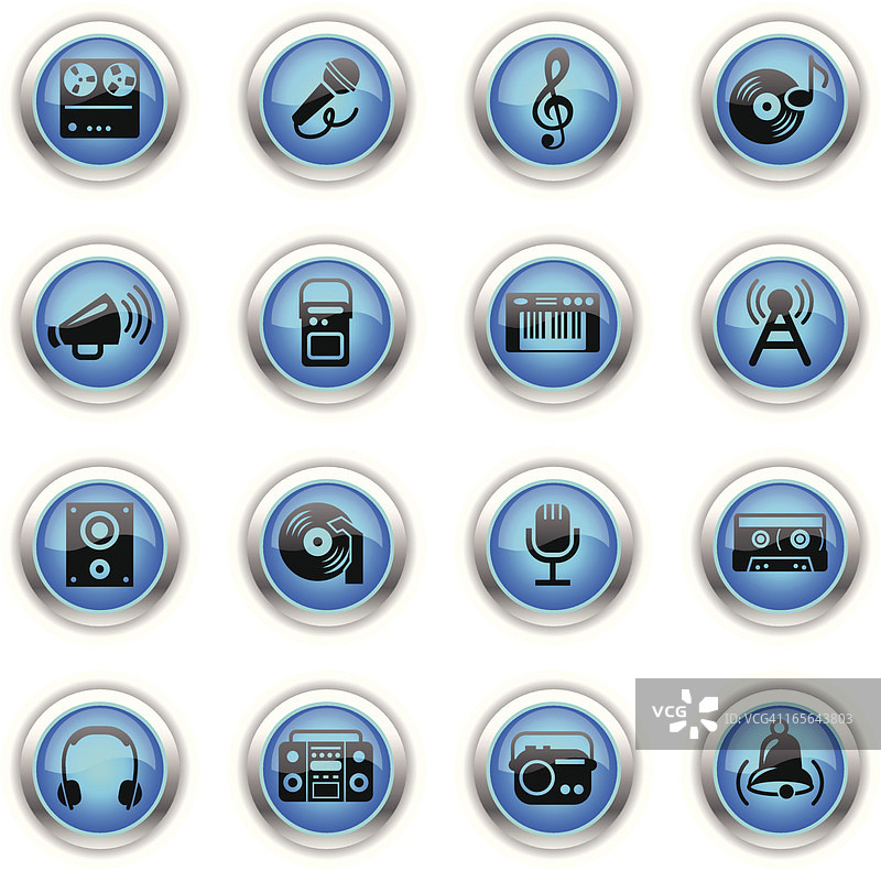 蓝色图标 - 声音和音乐图片素材