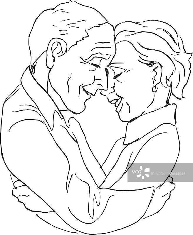 老年夫妇相爱拥抱图片素材