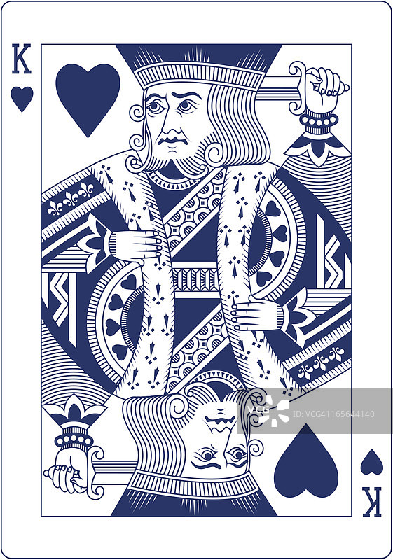 蓝色红桃K扑克牌图片素材