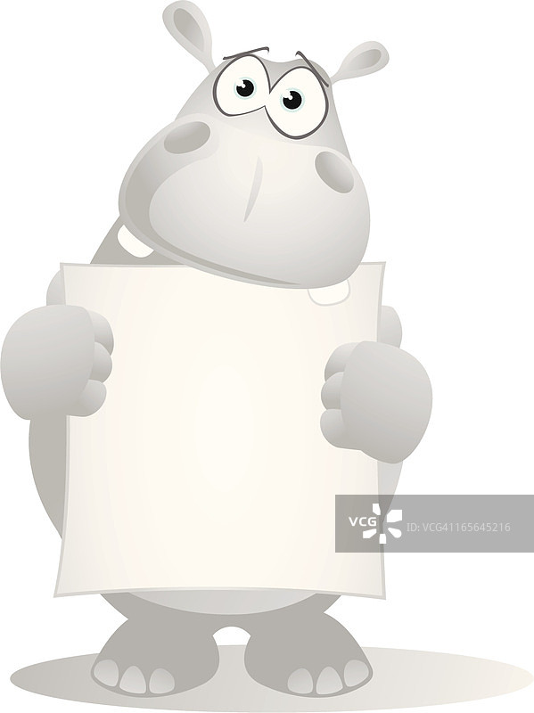 河马举着一个大型空白banner图片素材