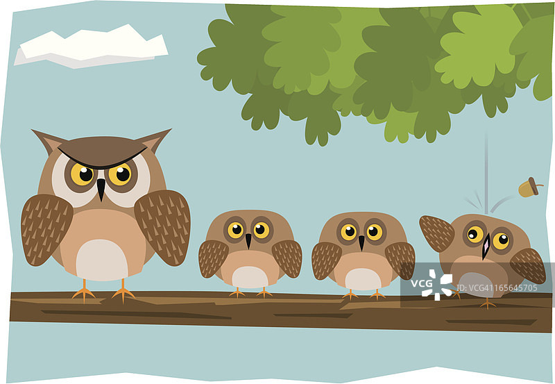 猫头鹰一家图片素材