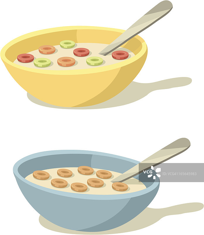 早餐用彩色麦片碗图片素材