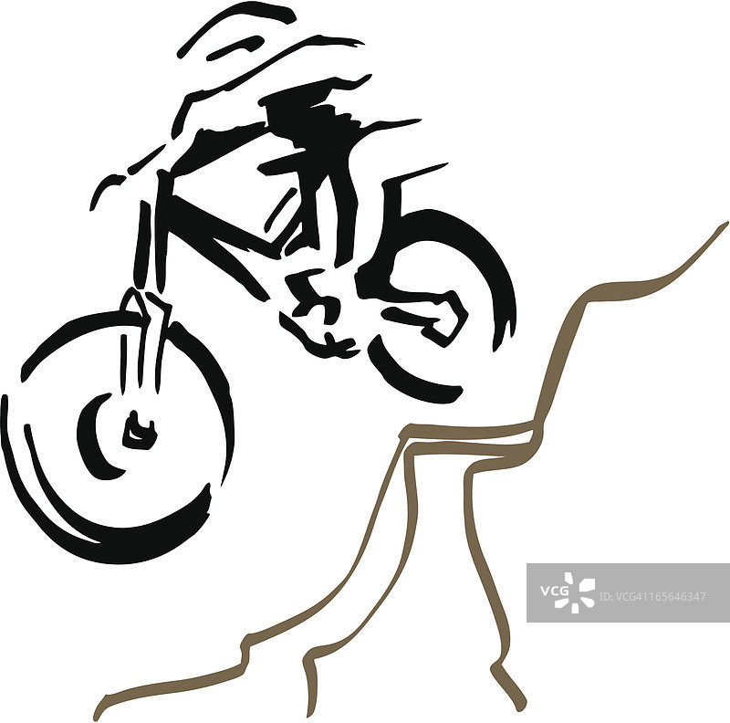 下坡山地自行车骑行者图片素材