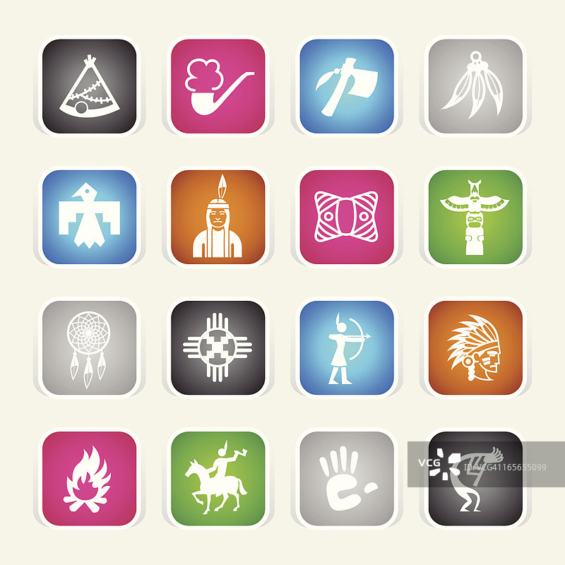 彩色图标 - 美洲原住民图片素材