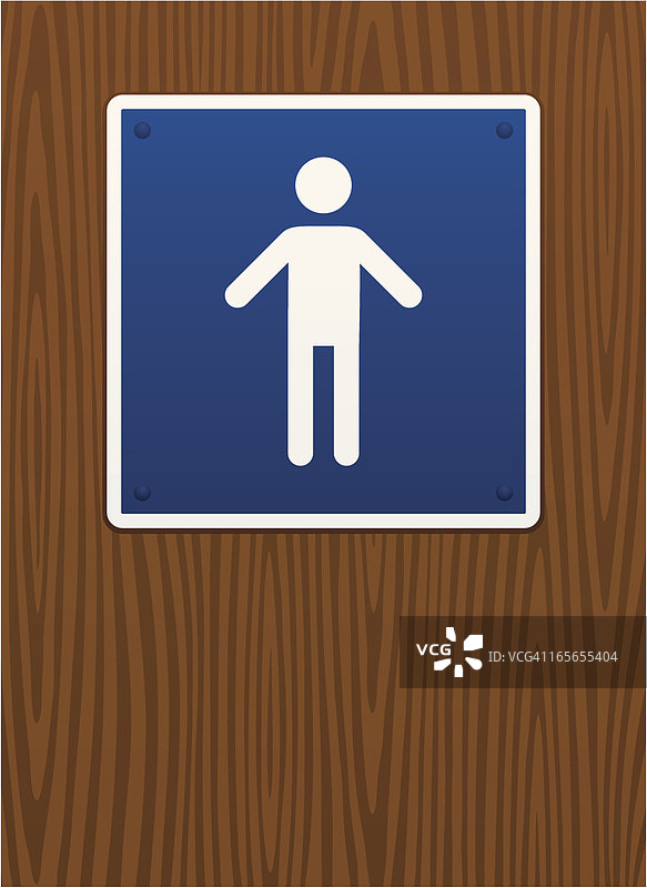 木质背景上的男士卫生间标志图片素材