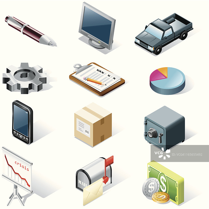 2.5D办公室和工作图标图片素材