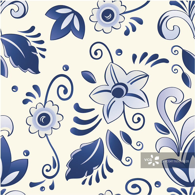 代尔夫特蓝色图案样本图片素材