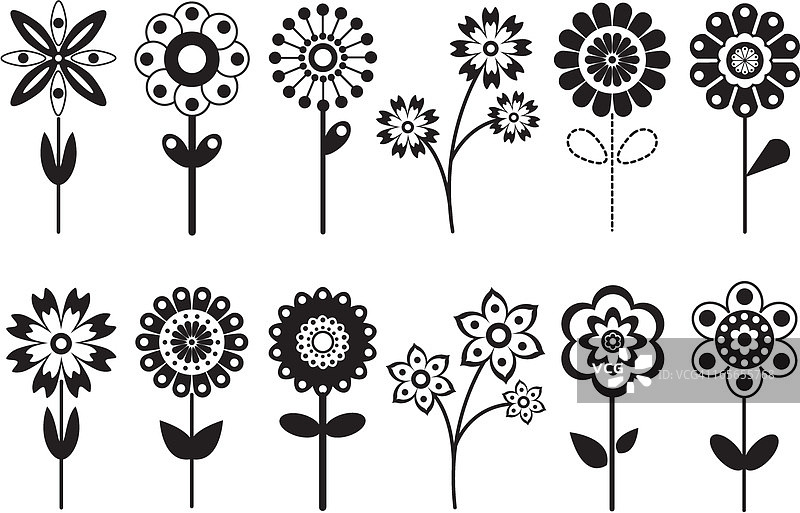 各种复古花朵图标图片素材