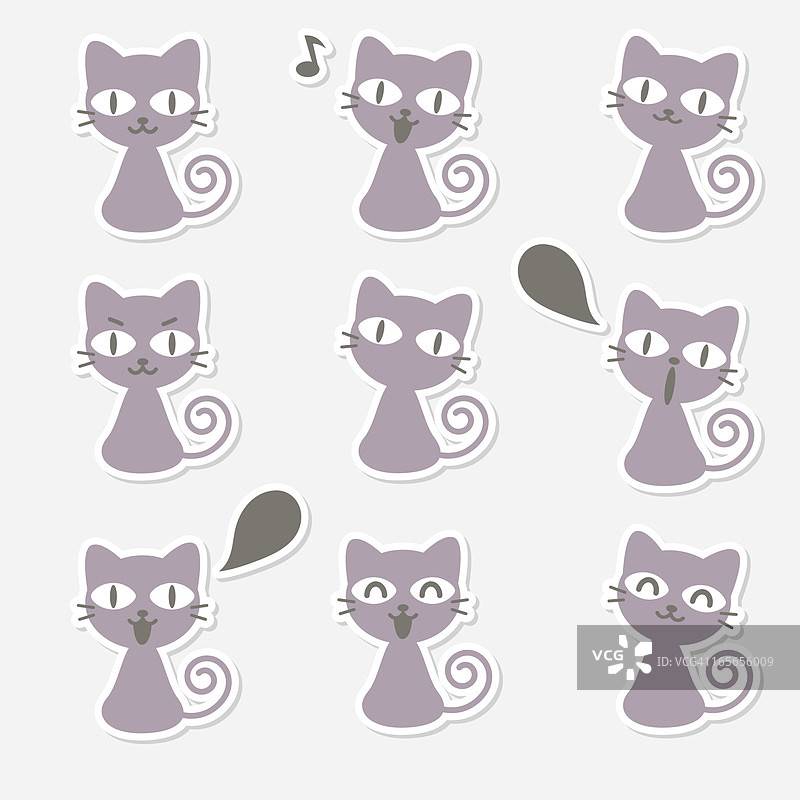 表情符号 - 可爱猫咪（微笑、唱歌、说话、看）图片素材