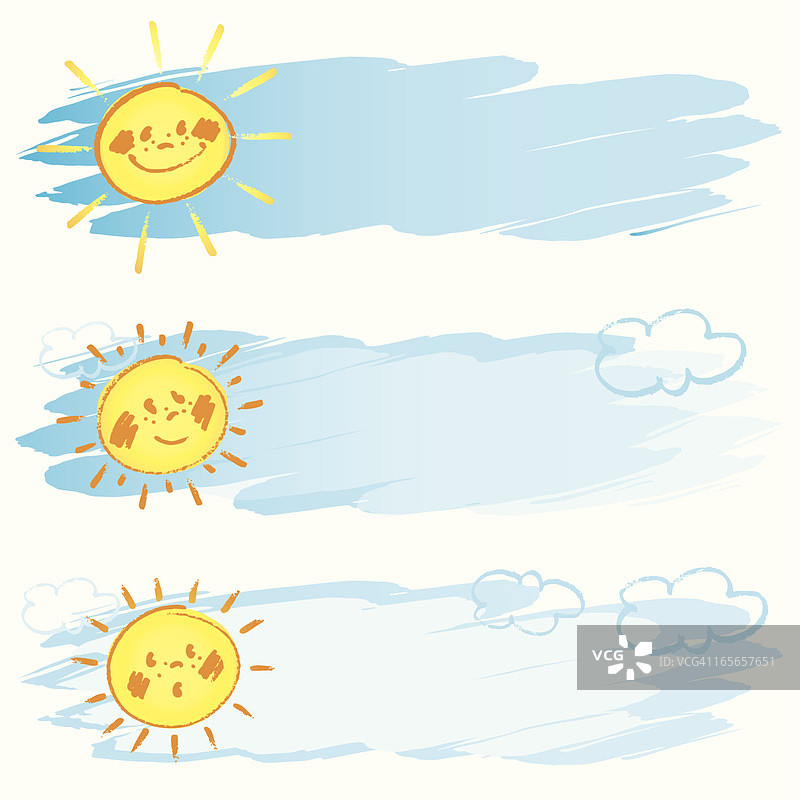 带有太阳和云朵图案的夏季banner图片素材