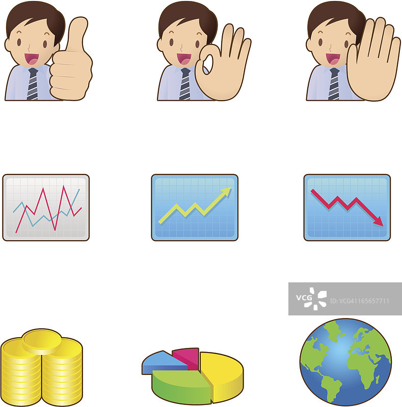 商务金融手势图标集图片素材