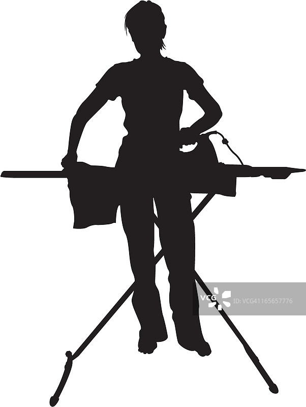 熨烫T恤的女孩轮廓图片素材