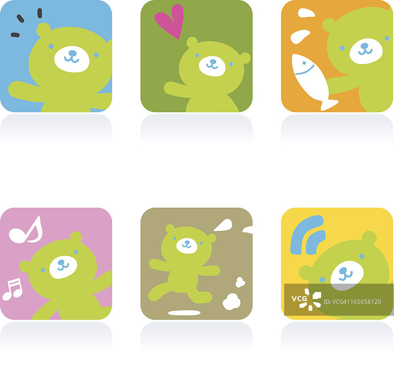 可爱小熊表情符号图标集图片素材