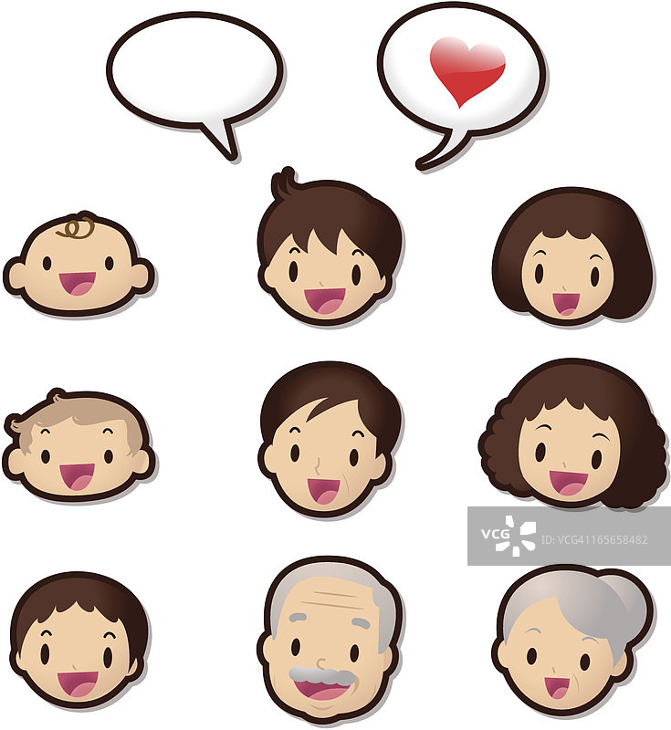 可爱图标集（表情符号）- 亲爱的家庭成员（爱）图片素材