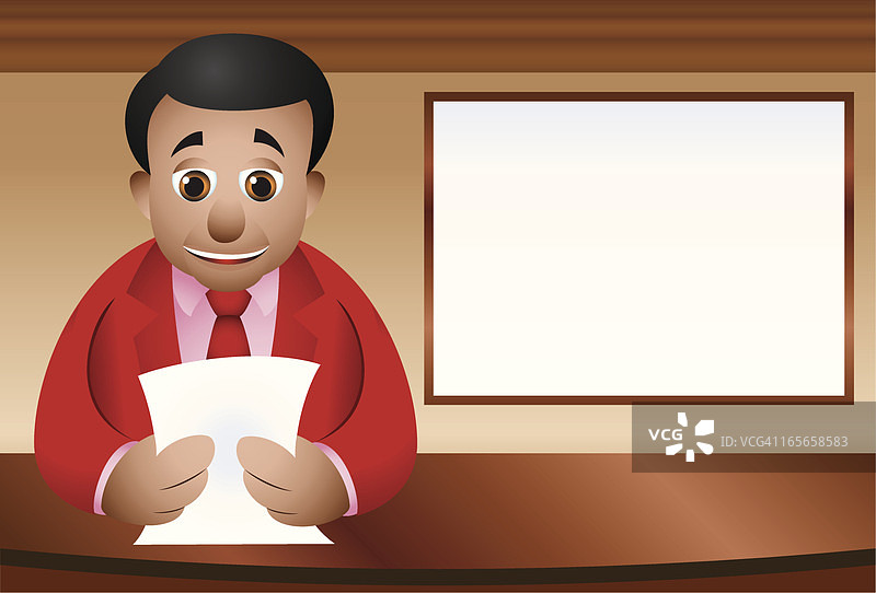 空白屏幕前的新闻播音员图片素材