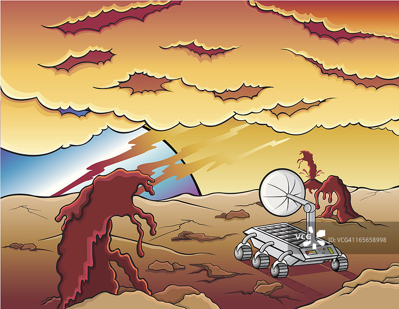 带有太空探测器的 alien 行星图片素材