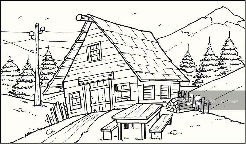 山上的房屋图片素材