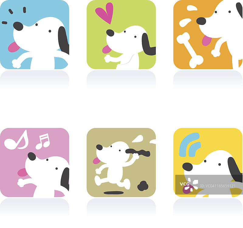 可爱小狗表情符号图标集图片素材