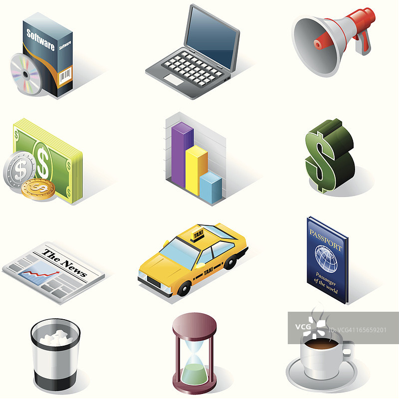 2.5D办公室和商业图标图片素材