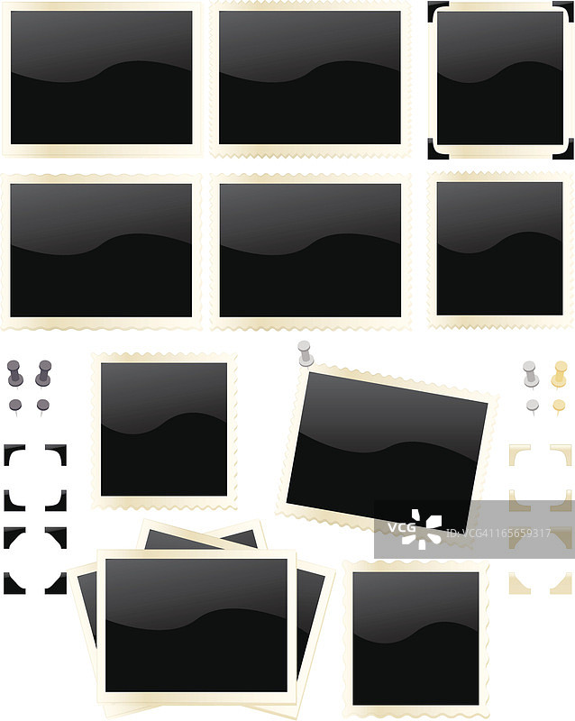 旧的污渍3x5或4x6照片相框套装图片素材