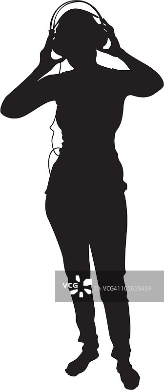 戴着耳机的女孩图片素材