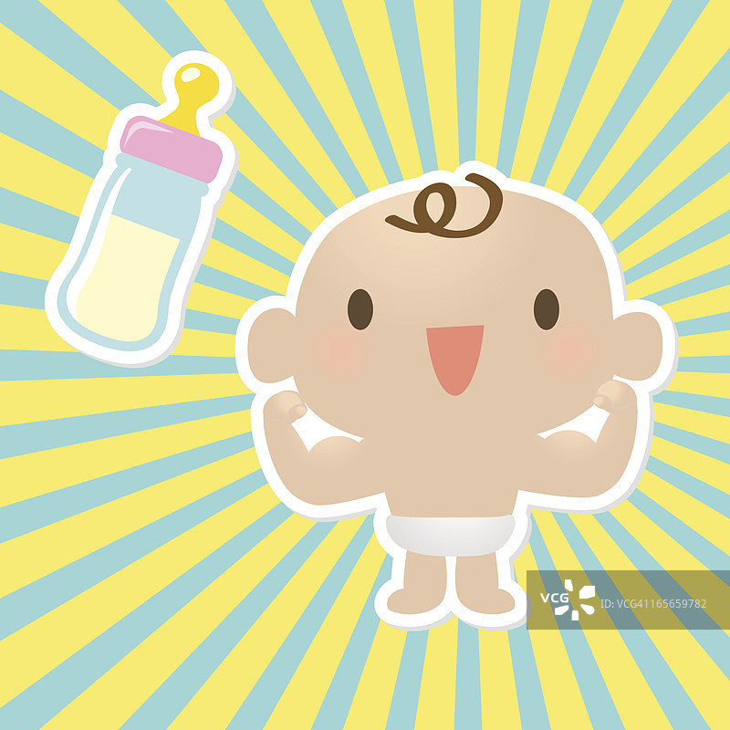 强壮的宝宝展示肌肉图片素材