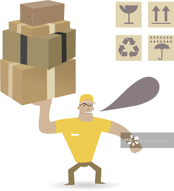 男人搬运沉重的纸箱（搬运和交付）图片素材