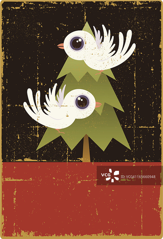 复古两只斑鸠图片素材