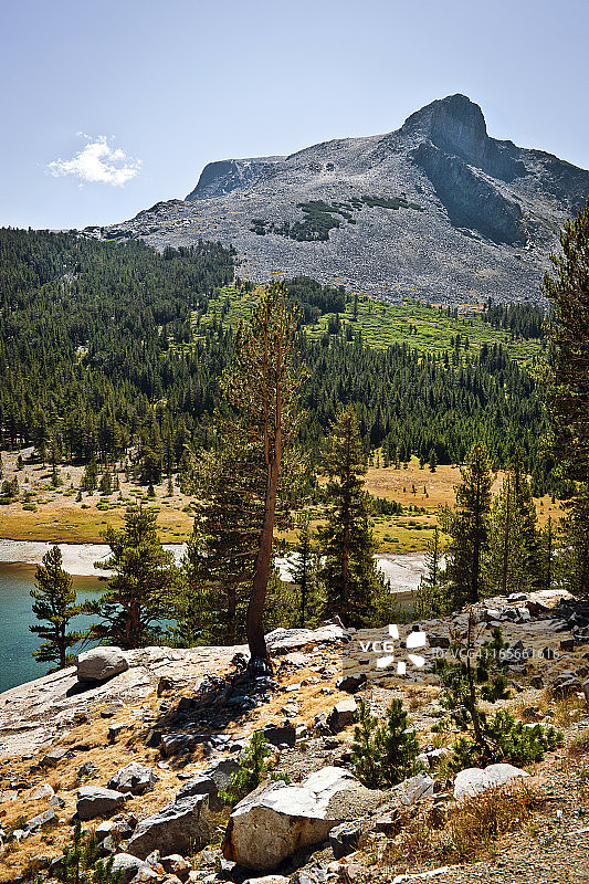 美国加利福尼亚州优胜美地蒂奥加湖畔的达纳山图片素材