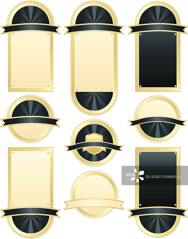 海豹和牌匾套装 - 宝石蓝，金属金图片素材