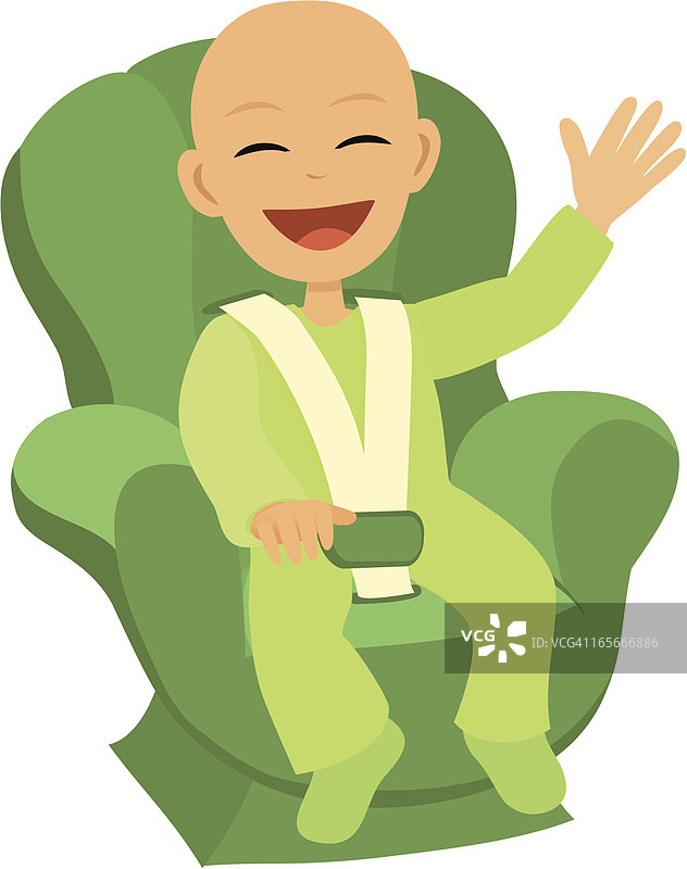 在汽车安全座椅上微笑的婴儿图片素材