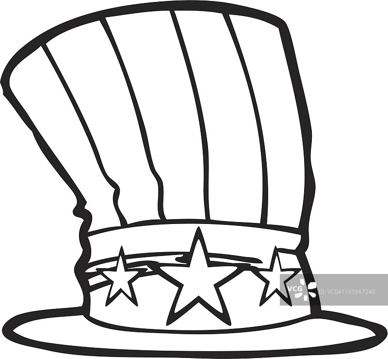 山姆大叔帽子线条艺术图片素材