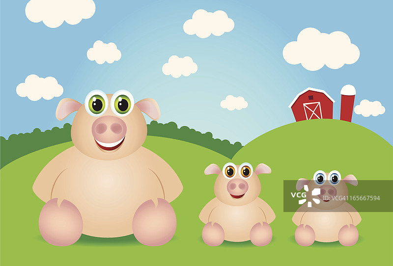 卡通小猪全家福图片素材