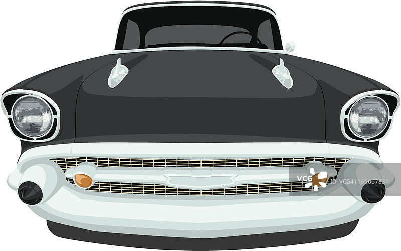 1957年雪佛兰Bel Air正面图矢量图图片素材