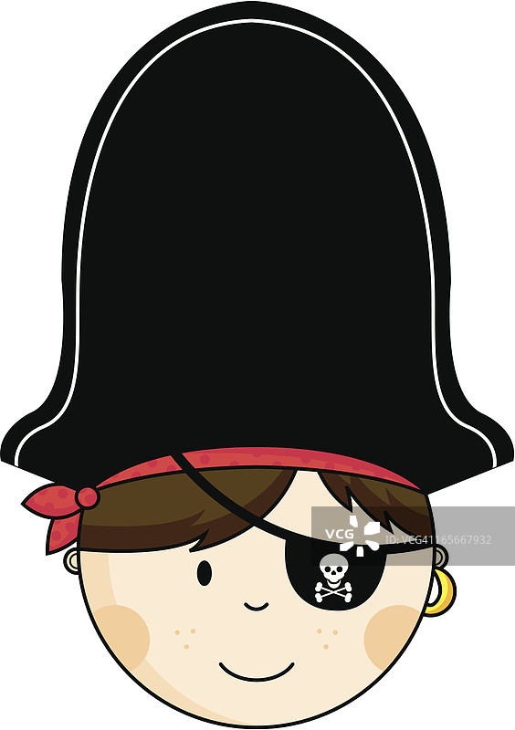 男孩海盗帽和面部邀请卡图片素材