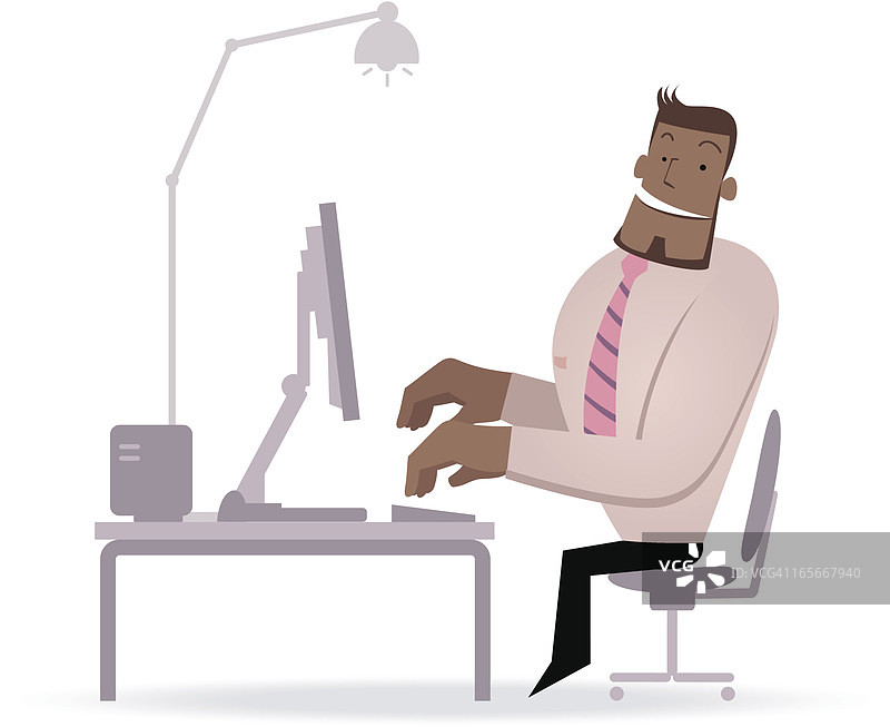 在电脑前工作的商人（工作满意度）图片素材