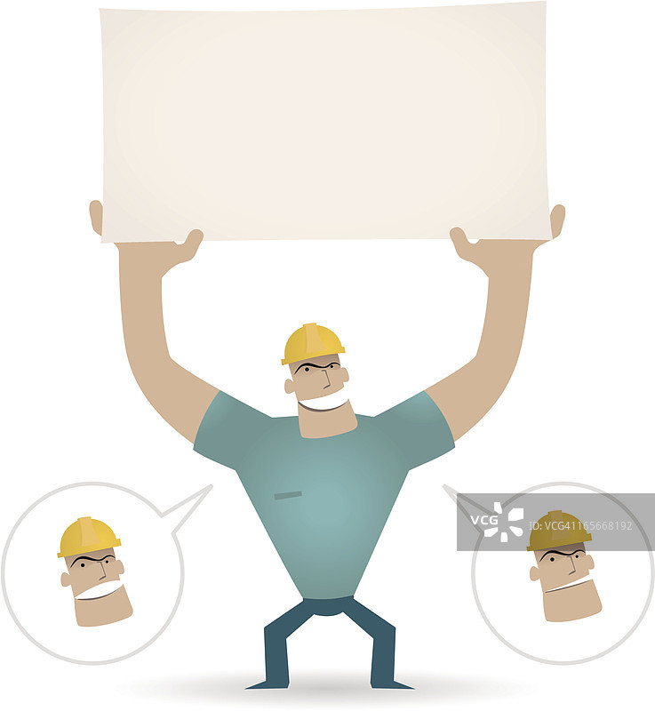 工头拿着空白标牌，可供填写信息图片素材
